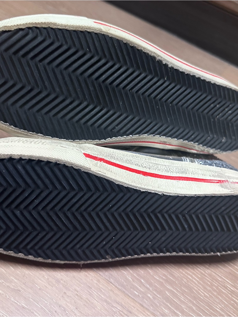 Authentic Golden Goose Slide Sneakers Silver Glitter Star | Distressed - Picture 3 of 5